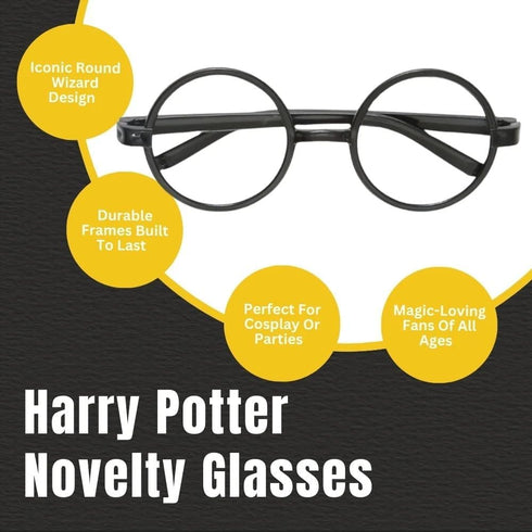 Unique Authentic Black Harry Potter Glasses - Pack of 4 - Magical Cosplay & Enchanting Style - Perfect for Costume Parties...