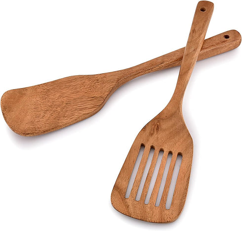 Salad Servers Acacia Wood Wooden Utensils for Serving Salad for Women, Fall Gifts,Thanksgiving Gifts,Christmas Gifts for Mom (Set of 2),(13" x 3" ...