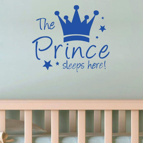 Maydahui 2 PCS Wall Sticker The Prince/Princess Sleep Here 12.6 Inch Little Crown Star Art Quotes Wall Decal Decor for Living Room Bedroom...