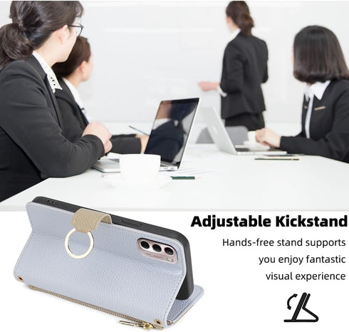 Asuwish Phone Case for Moto G Stylus 2022 4G Wallet Cover with Screen Protector and Mirror Flip Cover Ring Credit Card Holder Crossbody Strap Cell...