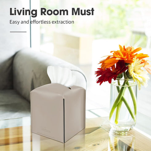 Raymen Tissue Box Cover, Modern Saddle Leather Square Tissue Box Holder - Decorative Holder Organizer for Bathroom Vanity Countertop, Night Stands...