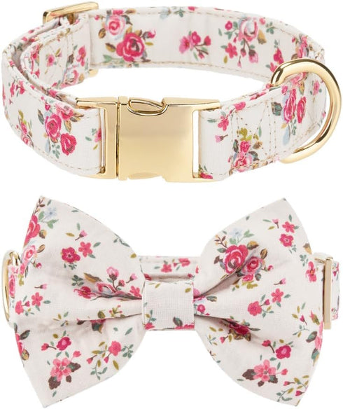 Adjustable Pet Bow Tie and Dog Collar for Small Medium Large Dogs, Puppy Collar with Bowtie, Cute Bow and Dog Collars - Comfortable, Soft, and Dur...