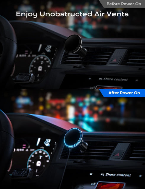Magsafe Car Mount Charger, 15W Fast Charging LED Magnetic Wireless Car Charger, Air Vent Phone Holders for Your Car Magsafe Car Phone Holder for i...