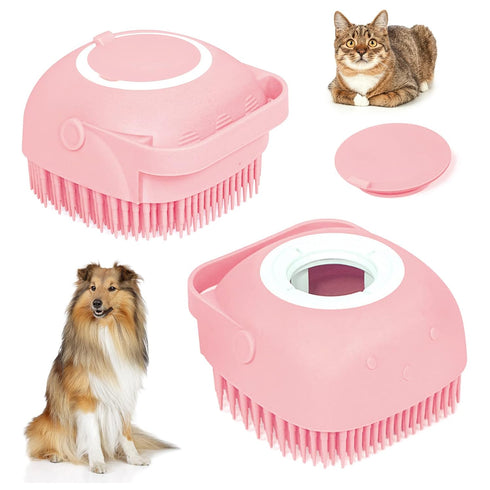 Bath Brush Silicone, Massage Soft Brush Dog Cats, Pet Massage Brush Bubble Body Brush-Pink...