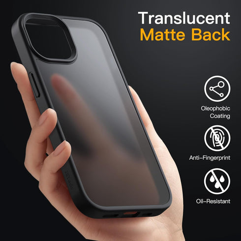 JETech Matte Case for iPhone 14 6.1-Inch, Shockproof Military Grade Drop Protection, Frosted Translucent Back Phone Cover, Anti-Fingerprint (Black...