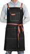 Professional Black Denim Apron with Pockets for Cooking Chef Kitchen Grill BBQ Hairstylist Painting, Mens Womens Apron with Leather Cross Back Str...