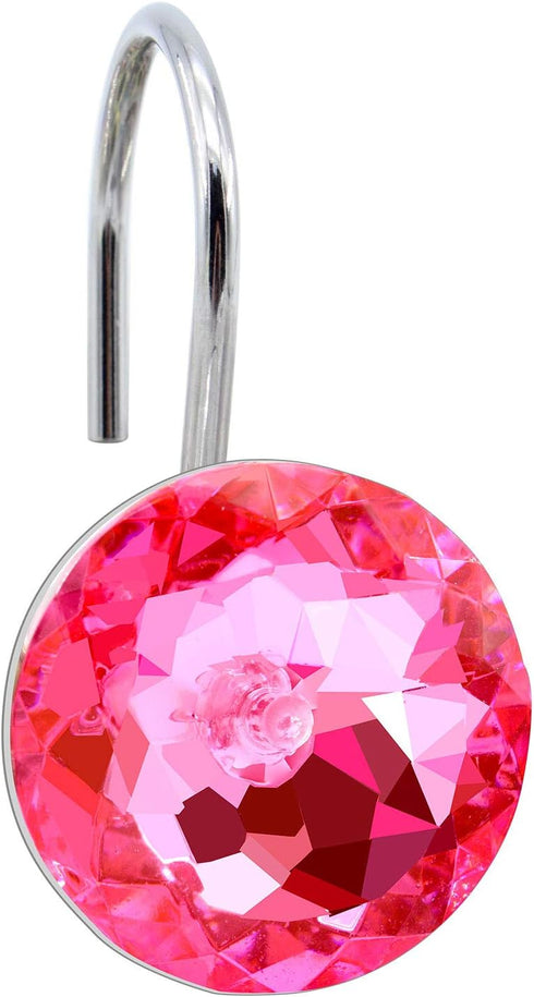 BEAVO Acrylic Fashion Decorative Home Rolling Shower Curtain Hooks Rhinestones Bathroom Bath Baby Room Bedroom Living Room Decor Set of 12 Rings (...