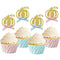 24pcs Pumpkin Gender Reveal Cupcake Toppers - Baby Shower Girl or Boy Party Decorations Supplies, Pumpkin Food Pick (Blue and Pink Bow)...