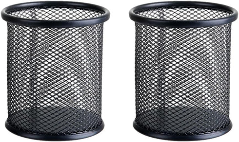 2 Pcs Wire Mesh Pen Cups Pencil Organizer Storage Holder Desktop Stationary Organizer Cup Makeup Brushes Organizer Holder for Home Office School...