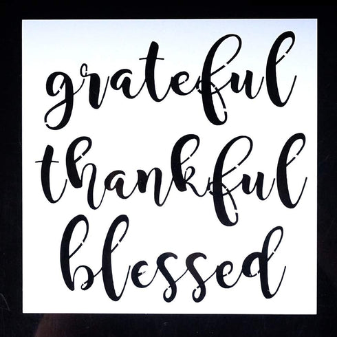 DIY Decorative Stencil Template for Painting on Walls Furniture Crafts, 5.9 in * 5.9 in (Grateful Thankful Blessed)...