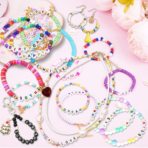 500PCS 4x7mm Acrylic Letter Beads F for Friendship Bracelets Jewelry Making, White Round Flat Acrylic with Colourful Alphabet Beads for DIY Crafts...
