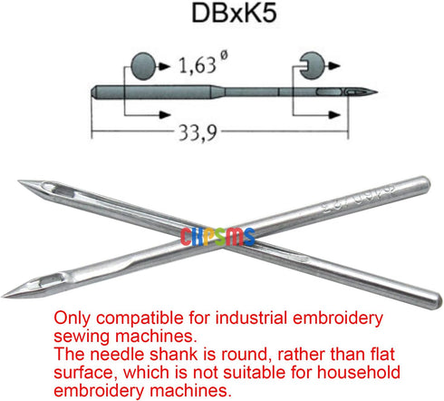 Organ Needle - 100 Organ DBXK5 Ball Point Needles Compatible with Tajima Barudan SWF Industrial Embroidery Machines (Size 100/16)...