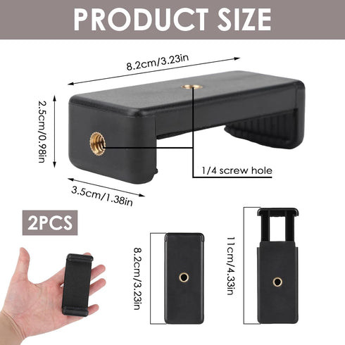Phone Tripod Mount Adapter Universal, 2 Pack Tripod Phone Holder Phone Attachment for Tripod Cell Phone Holder for Tripod Phone Holder Clip Connec...