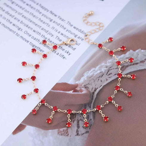 Boho Cz Tassel Anklet Gold Crystal Anklet Bracelet Crystal Dangle Anklet Rhinestone Anklet Foot Chain Cz Fringe Anklet Summer Beach Anklet Jewelry...