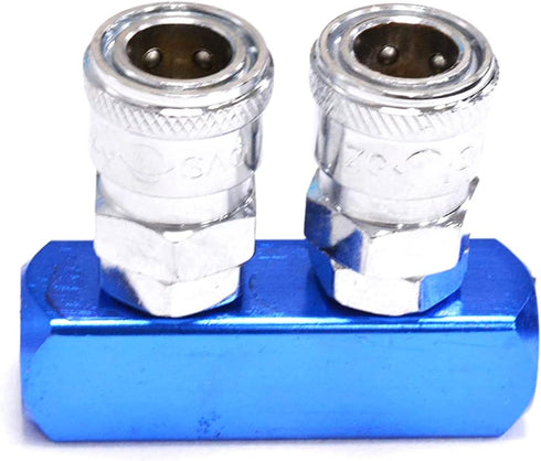 6 Way 9 Port Manifold Block Splitter,1/4" Pneumatic Air Hose Inline Fitting for Air Comrpessor Portable Air Tank?Aluminum Air Hose Inline Manifold...
