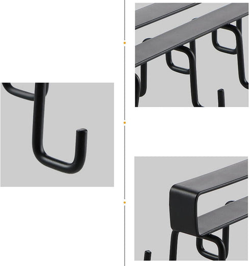 Cups Storage Hooks, Kitchen Utensil Hanging with 6 Hooks, Cup Holder Hanger Hook Rack Holder Under Cabinet Closet without Drilling(Black)...