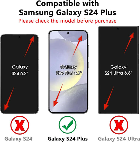 for Galaxy S24 Plus Case Galaxy S24+ Plus Case with Kickstand Case 3-Layer Military Grade Protective Case Cover Silicone Shockproof for Samsung Ga...
