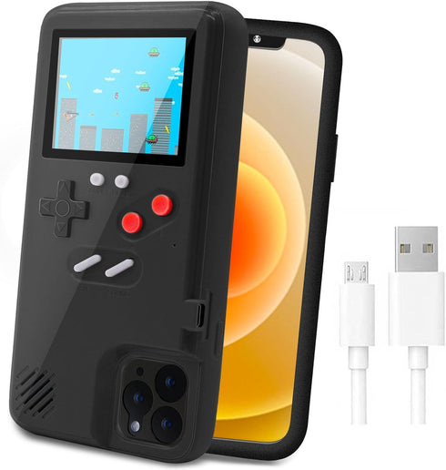 LucBuy Game Console Case Compatible for iPhone 12/12 Pro, Retro Protective Cover Self-Powered Case with 36 Small Games, Full Color Display, Shockp...