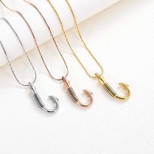 constantlife Cremation Jewelry for Ashes Urn Memorial Necklace Fish Hook Design Stainless Steel Pendant Keepsake Ashes Holder...