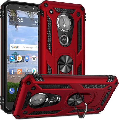 Military Grade Drop Impact for Motorola Moto E5 Case Moto G6 Play 5.7 Inch Metal Rotating Ring Kickstand Holder Magnetic Car Mount Armor Heavy Dut...