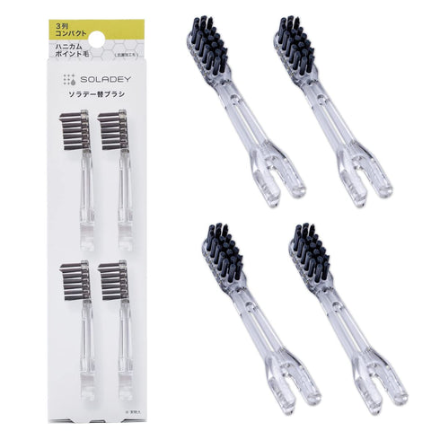 Ionic Toothbrush Replacement Brush Heads Refill, 4 Count -3 Row Honeycomb Point Bristle, Binchotan Charcoal and Silver Ions...