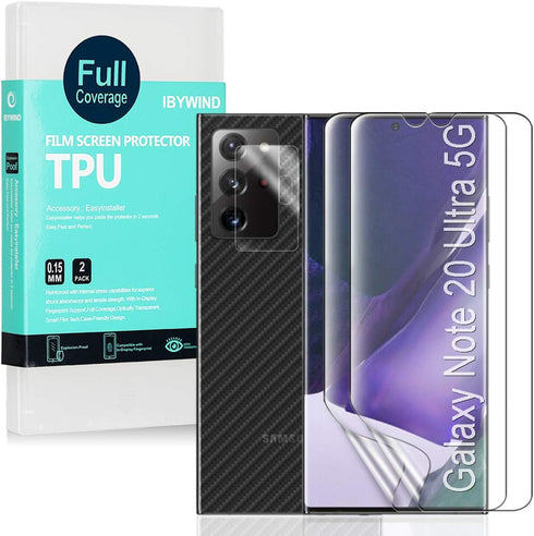 Ibywind Screen Protector For SamSung Galaxy Note 20 Ultra,with 2Pcs Flexible TPU Film,1Pc Camera Lens Protector,1Pc Backing Carbon Fiber Film [Fin...