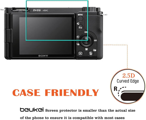 beukei (3 Pack) Designed for Sony Alpha ZV-E10 ZVE10 ZV-1F ZV1F ZV-1 II ZV-1 ZVI ZV1II Camera Screen Protector Tempered Glass, 9H Hardness...