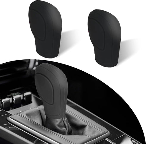 Pack-2 Car Shift Knob Cover, Stretchable Tight-Fitting Silicone Shift Lever Anti-Scratch Protector, Side Opening Shift Head Decoration, Universal ...