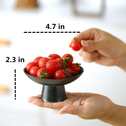 Porcelain Footed Bowl,Small Cute Snack Bowl for Ice Cream Dessert, Miso Soup, Side Dishes, Condiment (Black)...