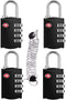 ZHEGE Luggage Lock 4 Pack, 1 Cable, TSA Approved Cable Lock for Backpack, Suitcase, School Gym Locker (Black, 4Pack)...