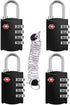 ZHEGE Luggage Lock 4 Pack, 1 Cable, TSA Approved Cable Lock for Backpack, Suitcase, School Gym Locker (Black, 4Pack)...