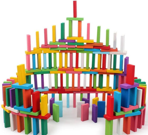 120pcs Wooden Dominos Blocks Set, Kids Game Educational Play Toy, Domino Racing Toy Game (120PCS)...