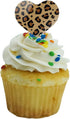 Leopard Print Animal Spots Heart Love Cupcake Picks Toppers Decoration Set of 6...
