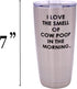 Rogue River Tactical Funny Farmer I Love the Smell of Cow Poop In The Morning Large 20 Ounce Travel Tumbler Mug Cup with Lid Sarcastic Country Far...