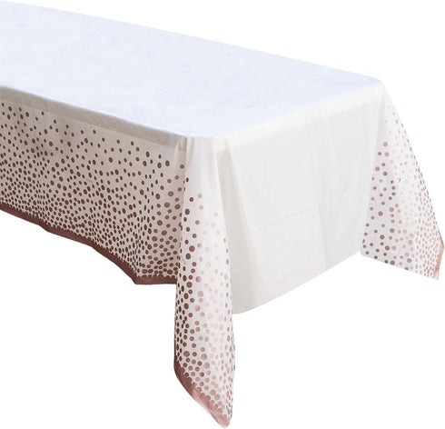 2 Pack Rose Gold Table Cloths for Parties Disposable Plastic Tablecloth for Birthday, Baby Shower Party Table Cover for Rectangle Tables 54 x 108 ...