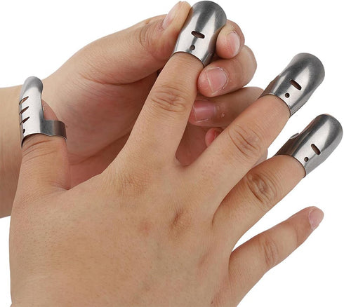TOPINCN Finger Guard 4PCS Stainless Steel Finger Guard Protector Avoid Hurting for Cutting Slicing...