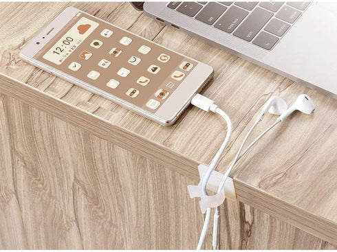 40 Pcs White Cable Clips, Viaky Under Desk Cable Organizer Adjustable Wire Clamps Strong Self Adhesive Cord Organizer Holders Small Wire Managemen...