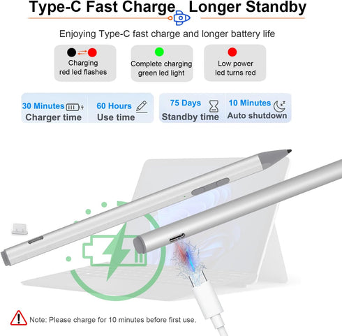 Stylus Pen for Microsoft Surface with 4096 Pressure,Fast Charge,Palm Rejection,Magnetic, Work for Surface 3,Surface Pro,Surface Go,Surface Laptop,...