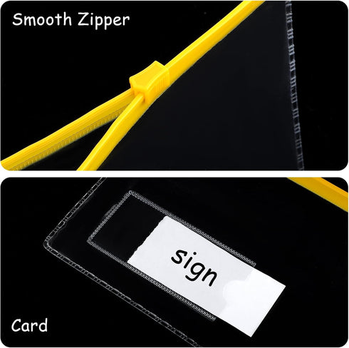 10 Pack Plastic Zip Envelope A6 Size Zipper Pouch with Label Pocket Assorted Clear Pencil Case Waterproof Transparent Cash Envelopes for Office Lo...