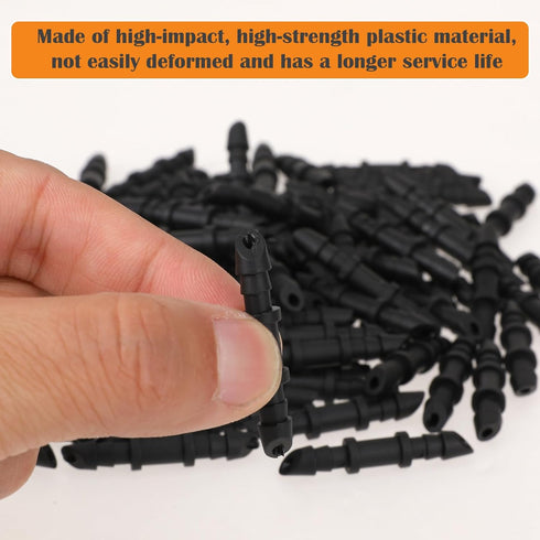 100Pcs Drip Irrigation Fittings 1/4” Single Barbed Coupling Connectors Drip Sprinkler Head Barbed Connectors, Irrigation Tubing Drip Line Coupler ...