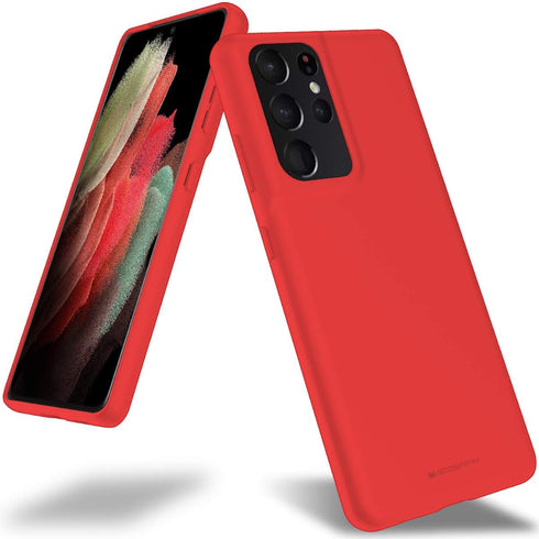 GOOSPERY Soft Feeling Jelly for Galaxy S21 Ultra Case (6.8 inches) Silky Slim Bumper Case Cover (Red)...