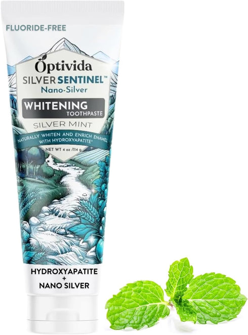 Optivida Health- Hydroxyapatite Toothpaste| Teeth Whitening Toothpaste W/Nano Silver Fluoride Free | Supports Gum Health & Remineralization for Se...