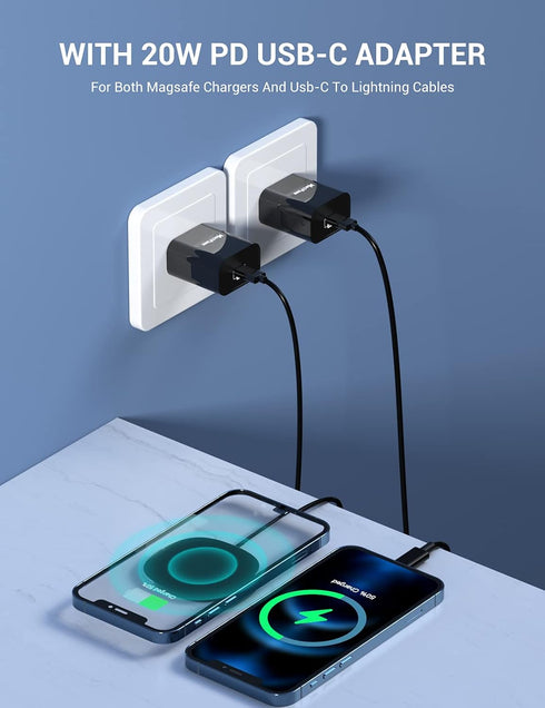 iPhone Magnetic Charger - Super Fast Mag Safe Charging Pad and 20W PD2.0 USB-C Wall Plug Compatible with iPhone 15 14 13 12 Pro Max Series, AirPod...
