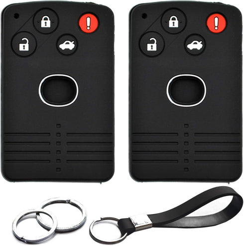 2pcs Fit for Mazda CX-7 CX-9 MX-5 Miata RX-8 Smart Card 4 Buttons Key Fob Cover Case Key Chain Protector Keyless Entry Remote Holder...