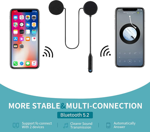 Motorcycle Bluetooth 5.2 Headphones Outdoor Helmet Earphone Bluetooth Stereo Music and Voice Microphone Soft Cable Earphone Motorcycle Helmet Head...