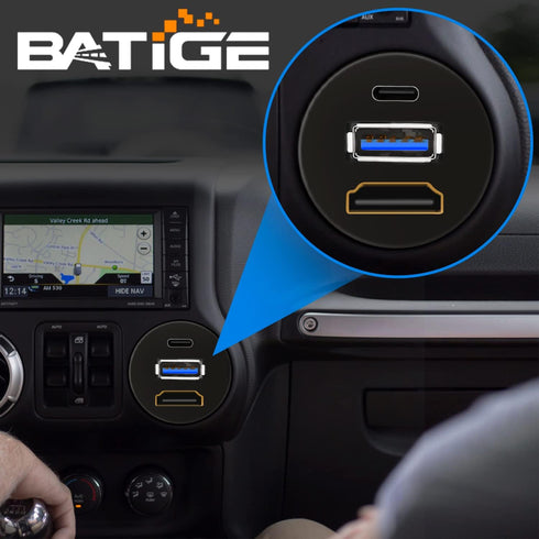 BATIGE USB 3.0 & Type C 3.1 & HDMI Male to Female Car USB C Flush Mount Extension Cable USB 3.0 Dash Mount for Car Truck Boat Motorcycle - 3ft...