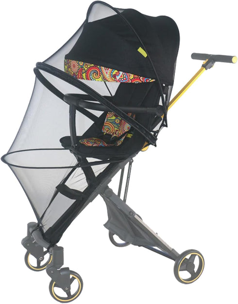 Stroller Mosquito Net Cover, High Density Bug Net Cover with Dual Zippers Universal & Breathable Insect Net for Strollers with Pushing Bar (Black)...