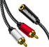 3.5mm Female to 2RCA Male Stereo Audio Y Adapter Cable Compatible for TV,Smartphones, MP3, Tablets,Speakers,Home Theater (10FT/3M)...