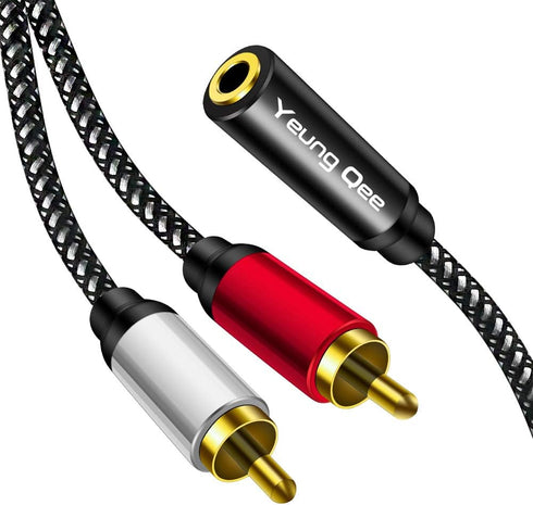 3.5mm Female to 2RCA Male Stereo Audio Y Adapter Cable Compatible for TV,Smartphones, MP3, Tablets,Speakers,Home Theater (3FT/1M)...