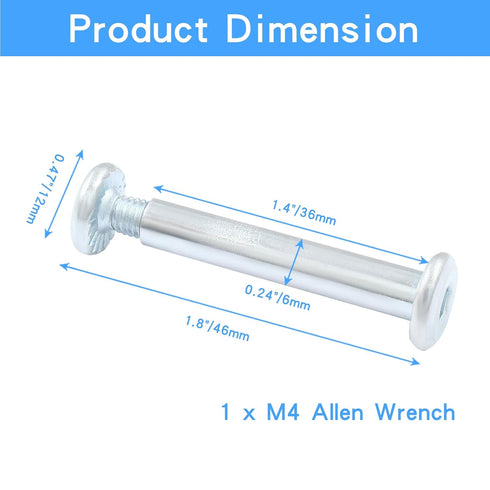 Luomorgo 12 Sets Inline Skate Wheel Screw, 6mm/15/64" OD Shaft Hex Socket Screw Axles for Roller Skate with Allen Wrench ?Long?...
